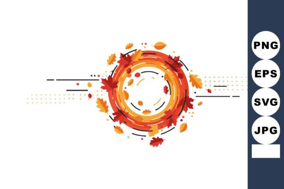 Abstract Autumn Leaves Circle Vector: Dynamic Design Asset