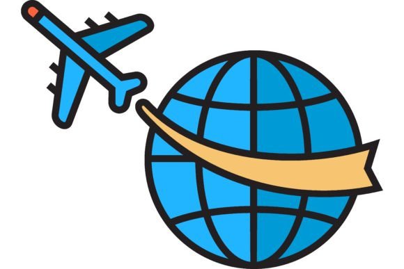 Airplane Flying Around Globe: A Journey in Typography