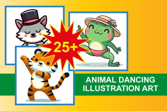 Animal Dancing Illustration Art: A Whimsical Design Asset
