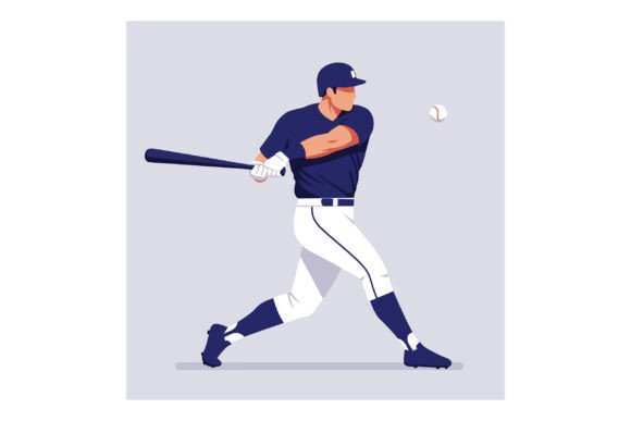 Baseball Player Swinging Bat Hitting Bal: Dynamic Action in Design