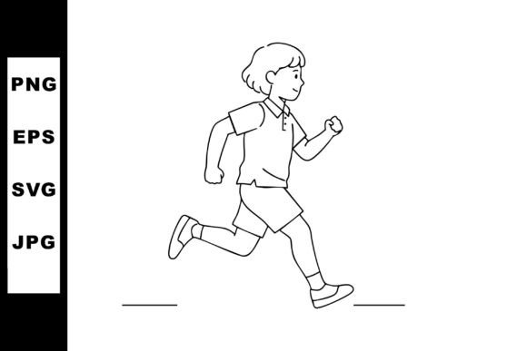 Capturing Motion: The Versatile Appeal of Boy Running Energetic Activity Line Art