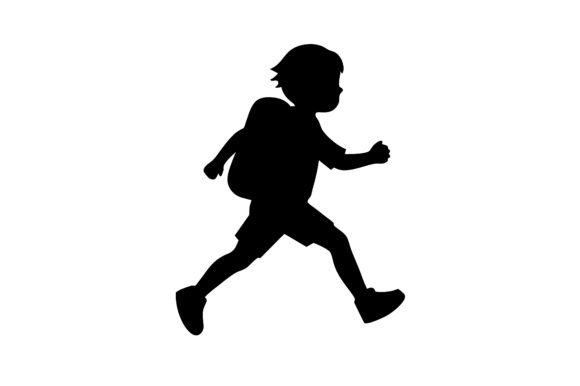 Child Running with a Back Silhouette: Capturing Energy in Vector
