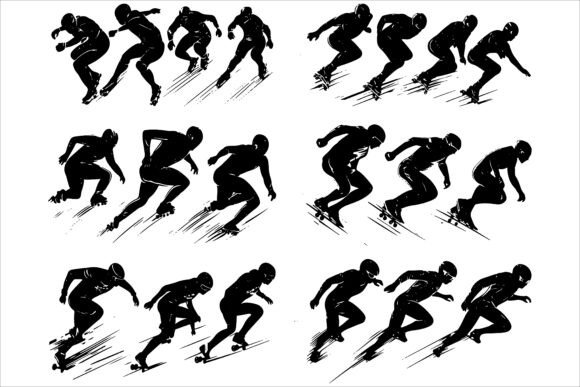 Dynamic Motion: Speed Skating Vector Art for Modern Design