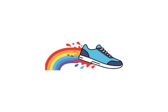 Dynamic Motion: The Blue Sneaker Splashing Color