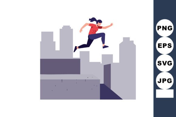 Dynamic Urban Design: The Woman Jumping Between Buildings Pa