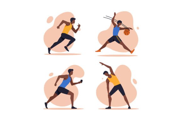 Dynamic Visuals: The Male Athlete Running Stretching Dribblin Collection