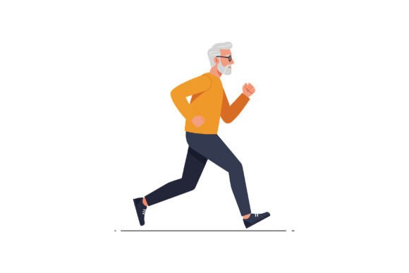 Elderly Man Running: Stylish Minimal Motion Graphics