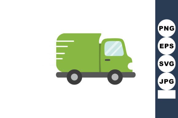 Green Delivery Truck Vector Illustration: A Dynamic Asset