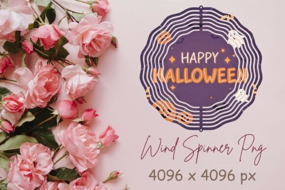 Happy Halloween Wind Spinner PNG: Your Design Asset for Spooky Garden Decor
