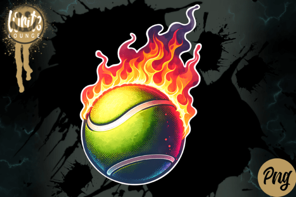 Ignite Your Brand with the Flaming Tennis Ball Design