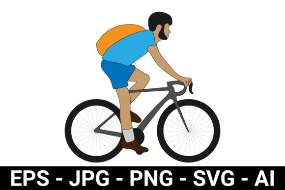 Man Riding a Bike Flat Character: A Designer's Active Asset