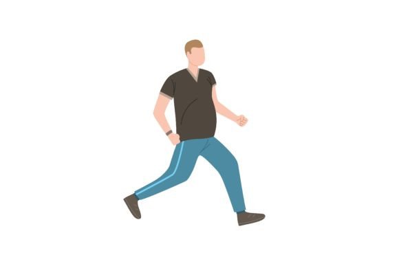 Portly Man with Big Belly Running on Iso: Capturing Vitality in Design