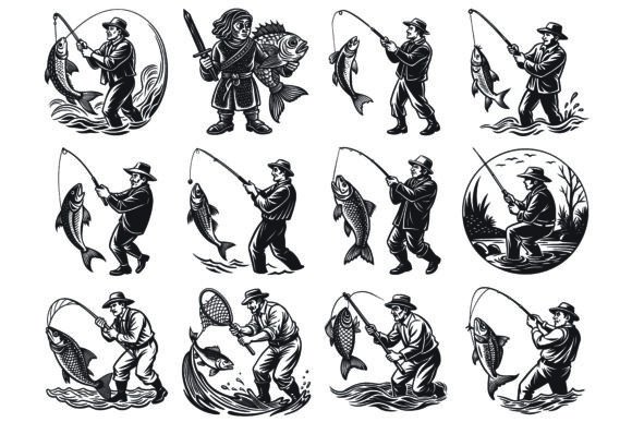 Silhouette Fishing Vector Bundle: Practical Design Applications