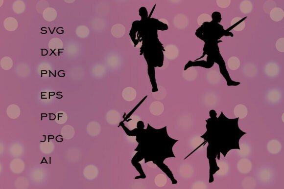 Silhouette of Warrior with Sword: Dynamic Design Asset