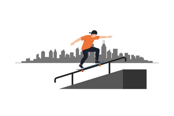 Skateboarder Performing Tricks on a Rail: Capturing Urban Energy