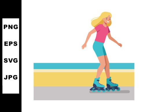 Woman Roller Skating Outdoors Active Lif: A Typeface in Motion